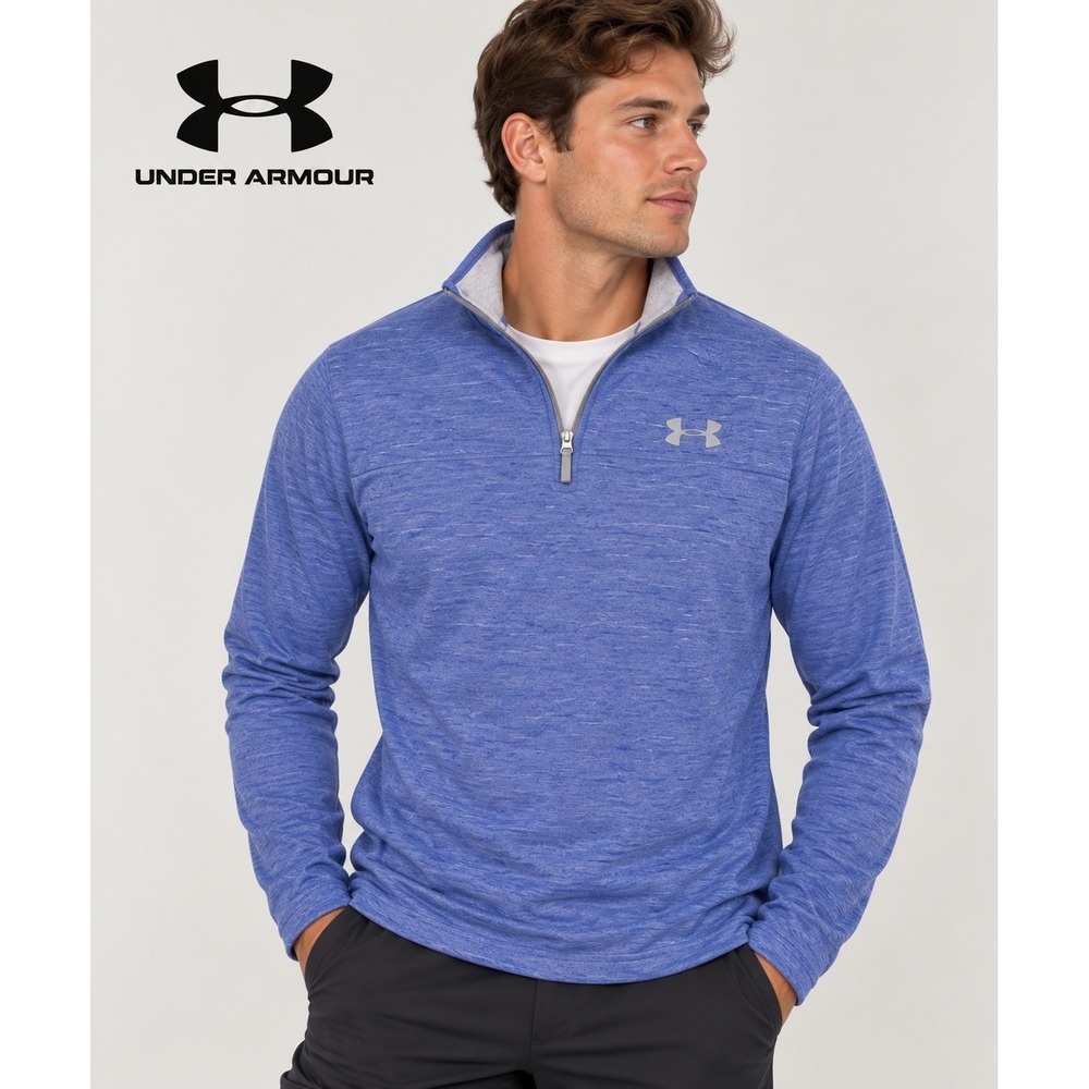 Under Armour ColdGear Mens Small Blue Space Dye Quarter Zip Fleece Pullover